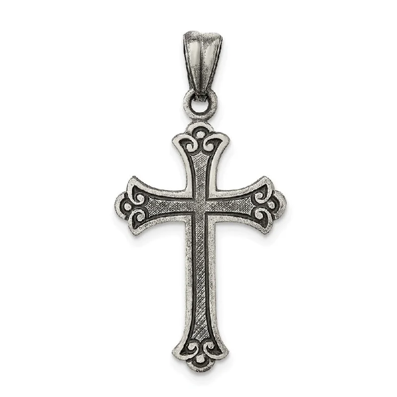 unique crystal pendant necklace silver -Diamond2Deal 925 Sterling Silver Antiqued Cross Pendant (L- 29 mm, W- 18 mm)