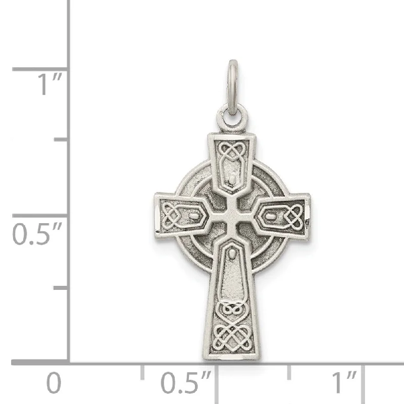 trendy silver heart pendant necklace -Diamond2Deal 925 Sterling Silver Antiqued Small Celtic Cross Pendant