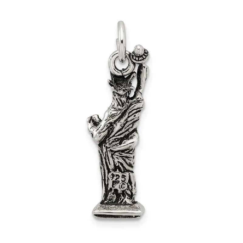 women’s custom bar pendant necklace -Diamond2Deal 925 Sterling Silver Antiqued Statue of Liberty Pendant (L- 33 mm, W- 9 mm)