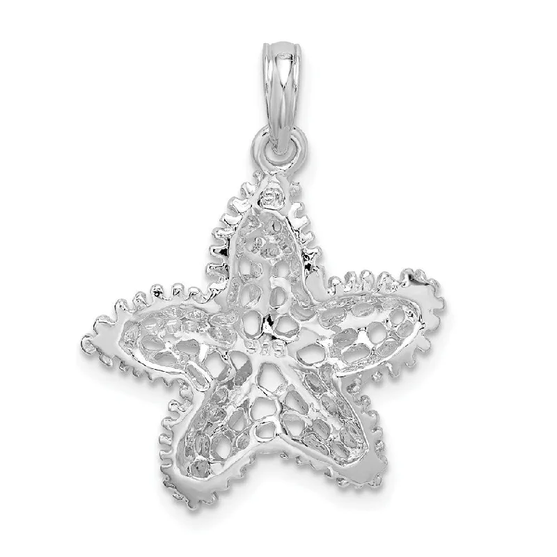 personalized star pendant necklace silver -Diamond2Deal 925 Sterling Silver Cut-out Filigree Starfish Pendant (L-27.17mm)