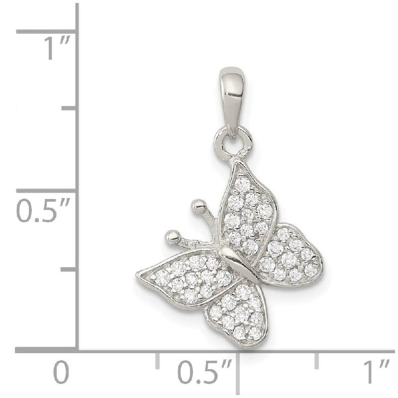 handmade infinity pendant necklace silver -Diamond2Deal 925 Sterling Silver CZ Butterfly Pendant