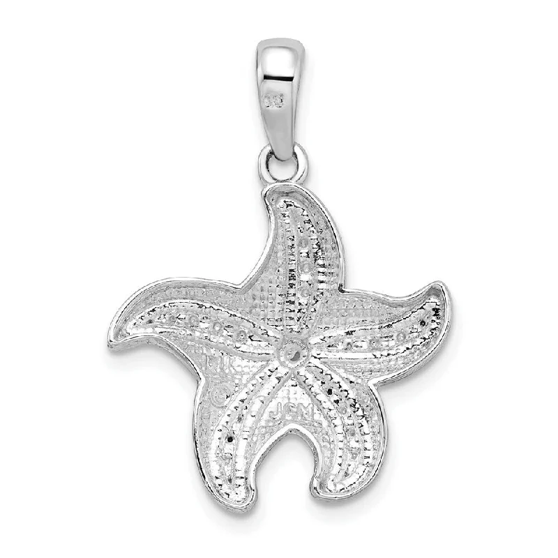 elegant gold pendant necklace -Diamond2Deal 925 Sterling Silver Diamond-cut Starfish Pendant (L-27.97mm)