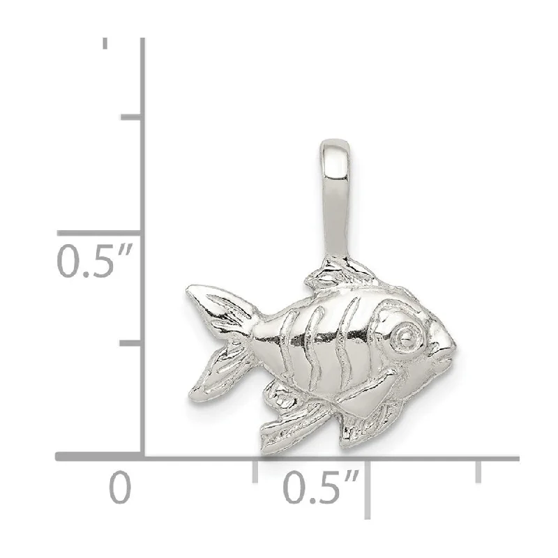 adjustable pendant necklace silver -Diamond2Deal 925 Sterling Silver Fish Charm Pendant