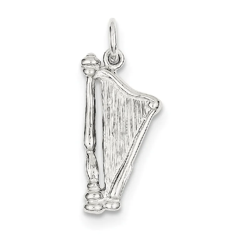 women’s simple pendant necklace silver -Diamond2Deal 925 Sterling Silver Harp Charm Pendant