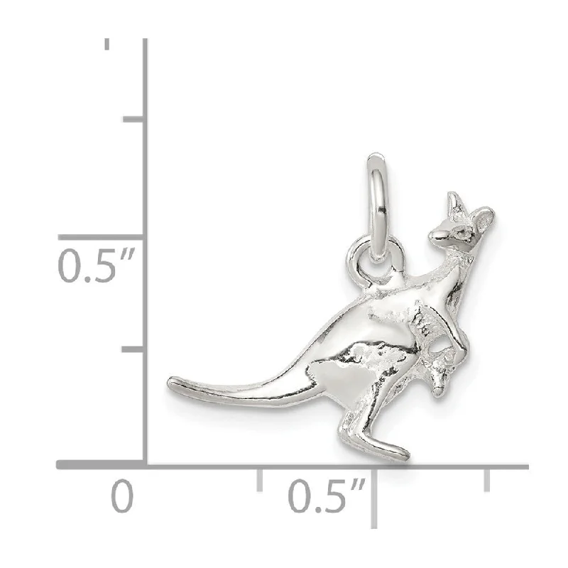 silver pendant necklace with charm -Diamond2Deal 925 Sterling Silver Kangaroo Charm Pendant