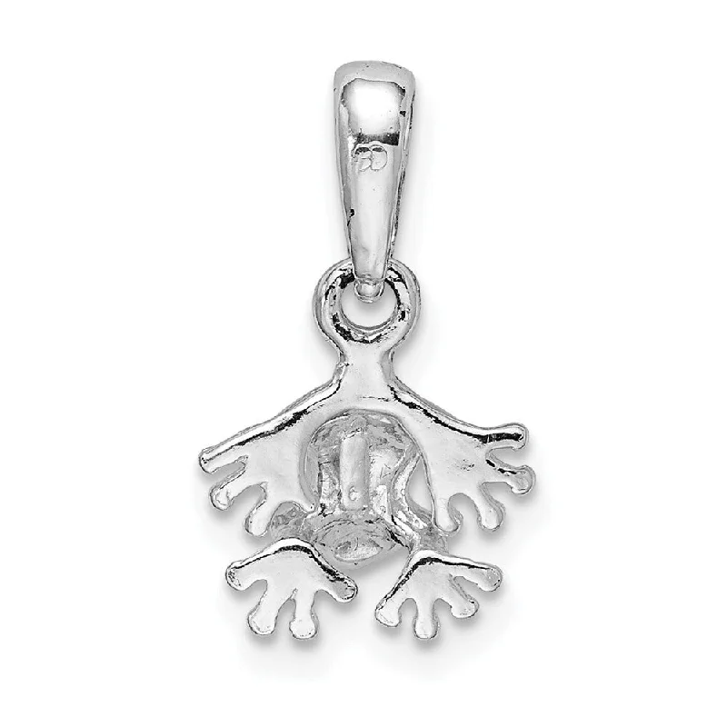 silver and pearl pendant necklace -Diamond2Deal 925 Sterling Silver Mini Frog Pendant (L-17.5mm, W-10mm)