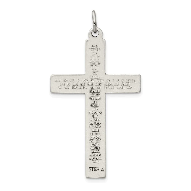 vintage moonstone pendant necklace -Diamond2Deal 925 Sterling Silver Oxidized Cross Prayer on Back Pendant