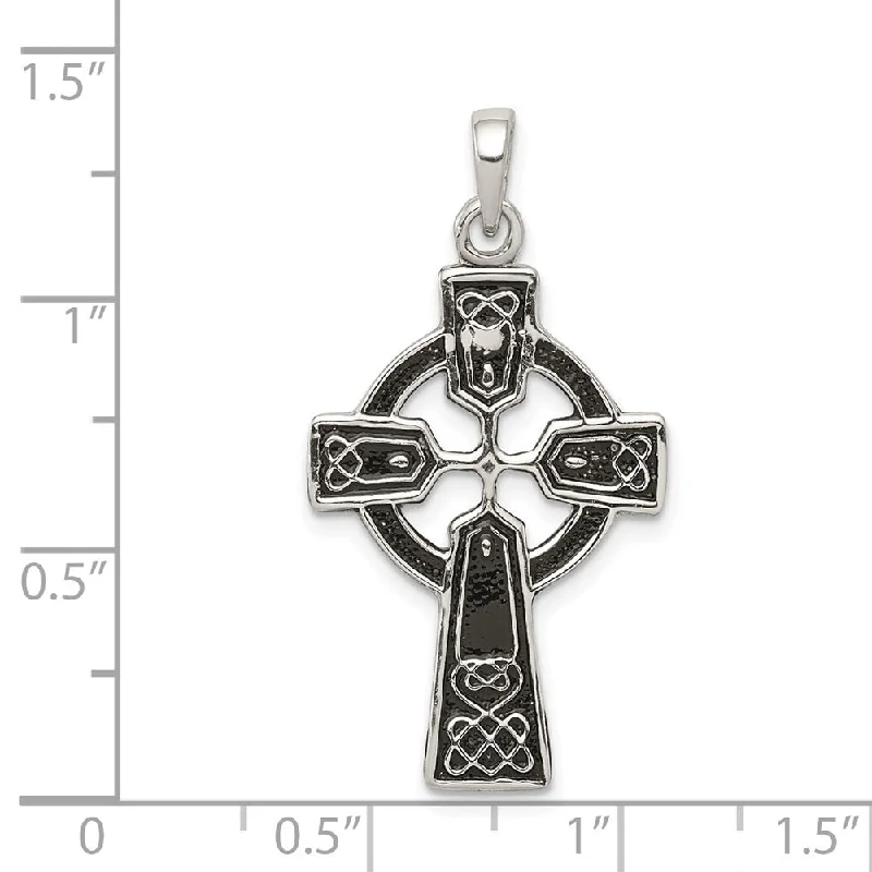 gold pendant necklace with charm -Diamond2Deal 925 Sterling Silver Polished and Antiqued Celtic Cross Pendant