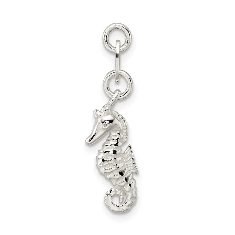 gold infinity pendant necklace silver -Diamond2Deal 925 Sterling Silver Polished and Textured Seahorse Pendant