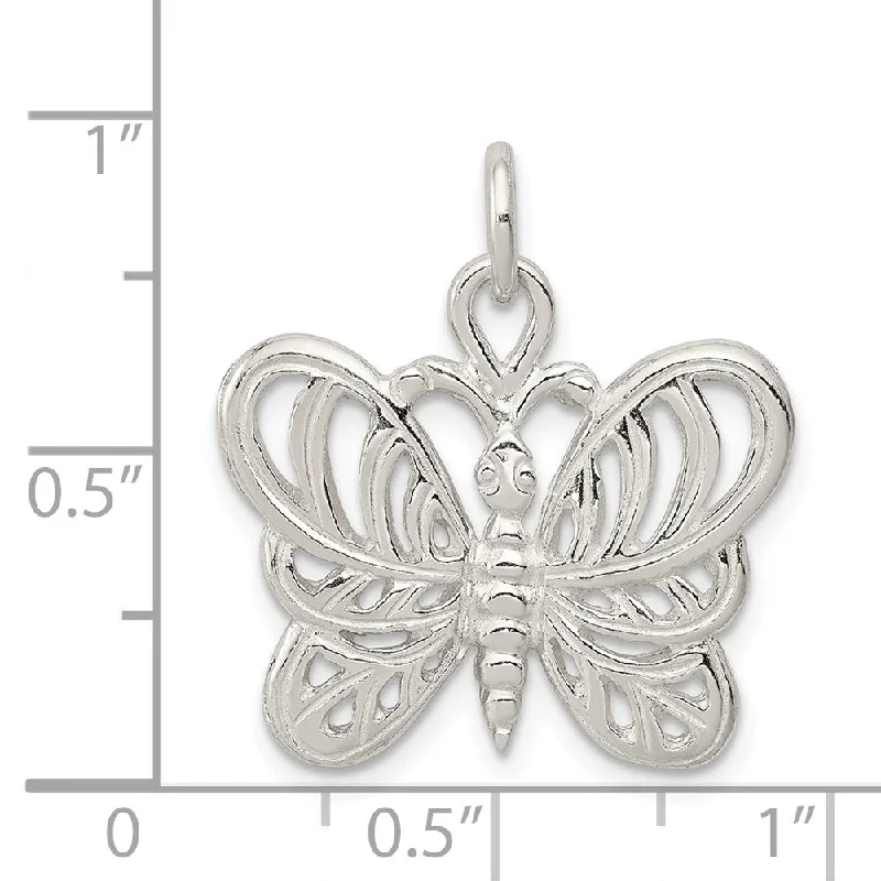 custom heart-shaped pendant necklace -Diamond2Deal 925 Sterling Silver Polished Butterfly Pendant