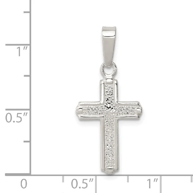 luxury pendant necklace gold for women -Diamond2Deal 925 Sterling Silver Polished Cross Pendant (L- 22 mm, W- 14 mm)