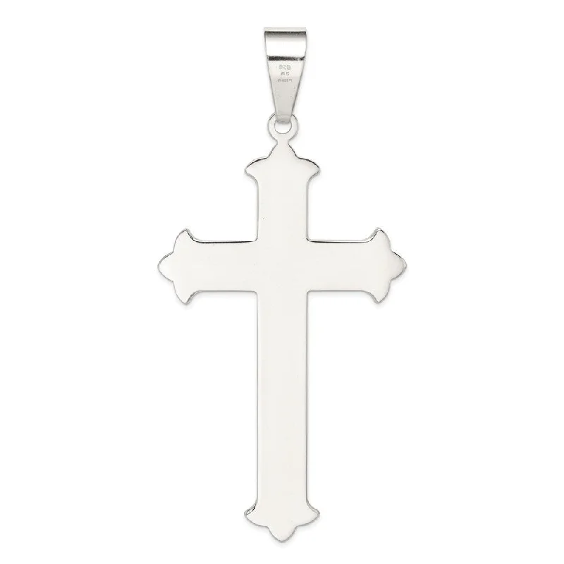 silver bar pendant necklace with initials -Diamond2Deal 925 Sterling Silver Polished Cross Pendant (L- 93 mm, W- 55 mm)