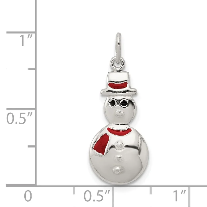 boho gold pendant necklace -Diamond2Deal 925 Sterling Silver Polished Enamel Snowman Pendant