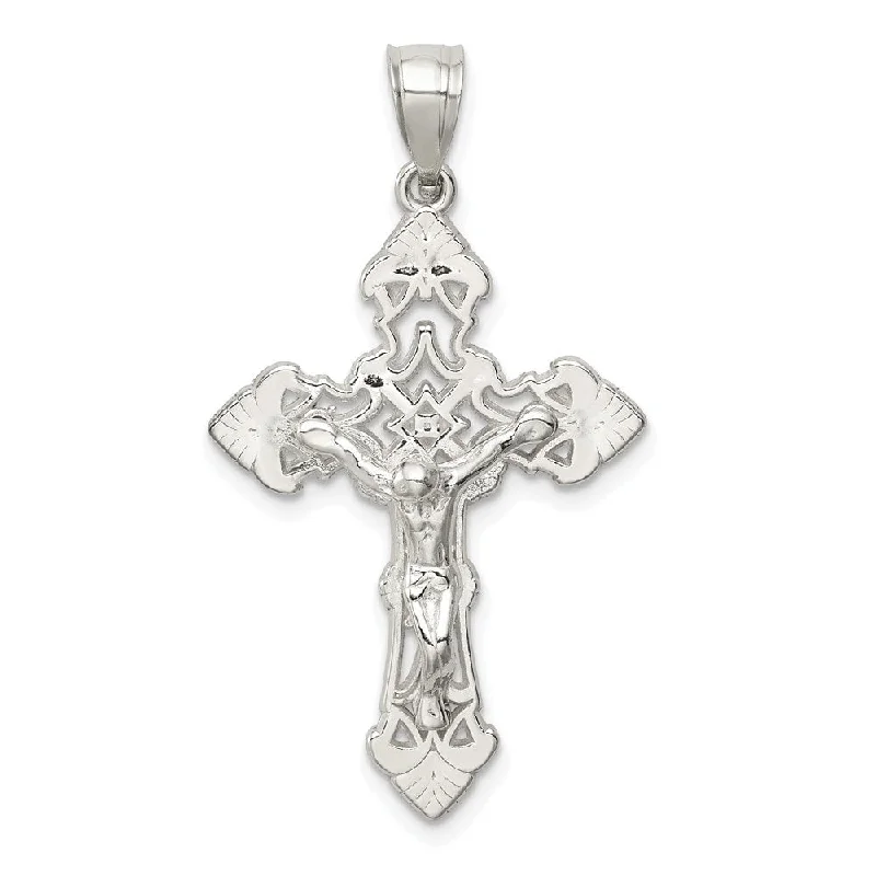 celestial pendant necklace silver -Diamond2Deal 925 Sterling Silver Polished INRI Crucifix Pendant (L- 37.85 mm, W- 20.9 mm)