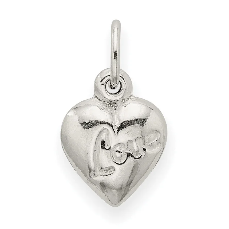 personalized silver pendant necklace for mom -Diamond2Deal 925 Sterling Silver Polished Love Reversible Puff Heart Pendant