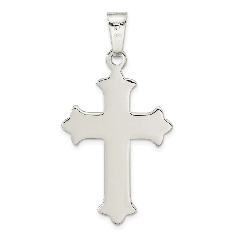 silver pendant necklace with initial gold -Diamond2Deal 925 Sterling Silver Polished Textured Cross Pendant