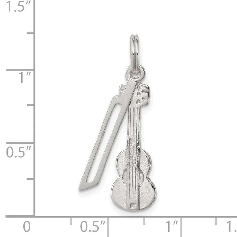 custom infinity pendant necklace silver -Diamond2Deal 925 Sterling Silver Polished Violin Bow Pendant (L- 25 mm, W- 8 mm)