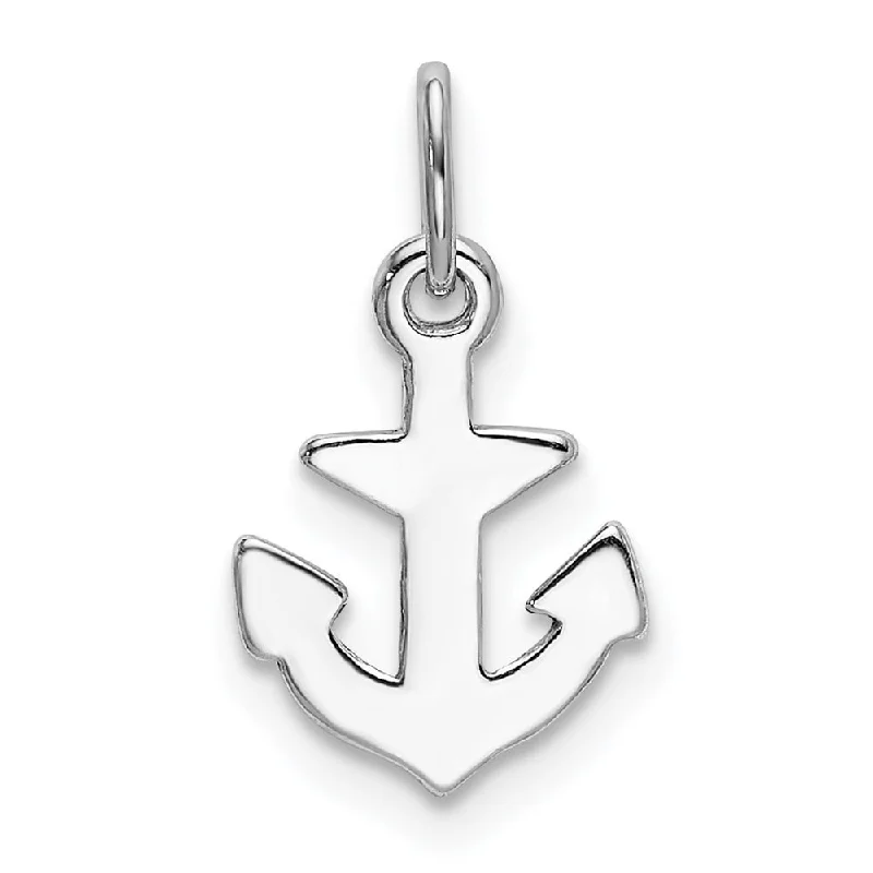 unique gemstone pendant necklace gold -Diamond2Deal 925 Sterling Silver Rhod-plated Polished Anchor Charm and Pendant