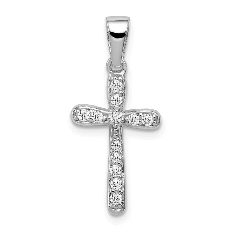 women’s infinity pendant necklace gold -Diamond2Deal 925 Sterling Silver Rhodium Plated CZ Cross Pendant (L- 20 mm, W- 12 mm)