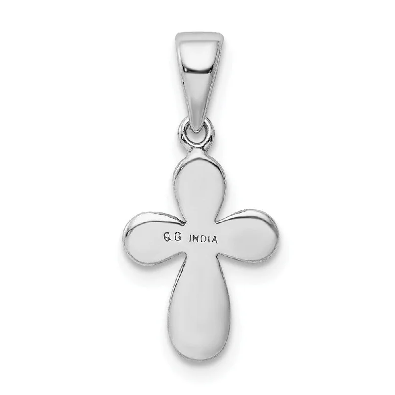 dainty bar necklace with pendant -Diamond2Deal 925 Sterling Silver Rhodium-plated Enamel Glitter Fabric Cross Pendant (L- 15.3 mm, W- 9.6 mm)