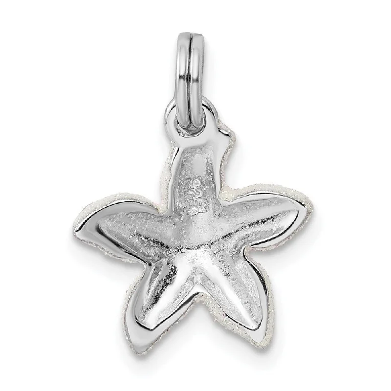 personalized pendant necklace for couples -Diamond2Deal 925 Sterling Silver Rhodium-plated Enameled Sparkle Starfish Charm