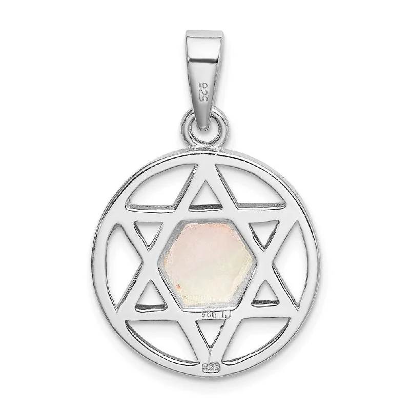 women’s pendant necklace with heart -Diamond2Deal 925 Sterling Silver Rhodium-plated MOP Star of David Pendant (L- 1.19 Inch, W- 0.77 Inch)