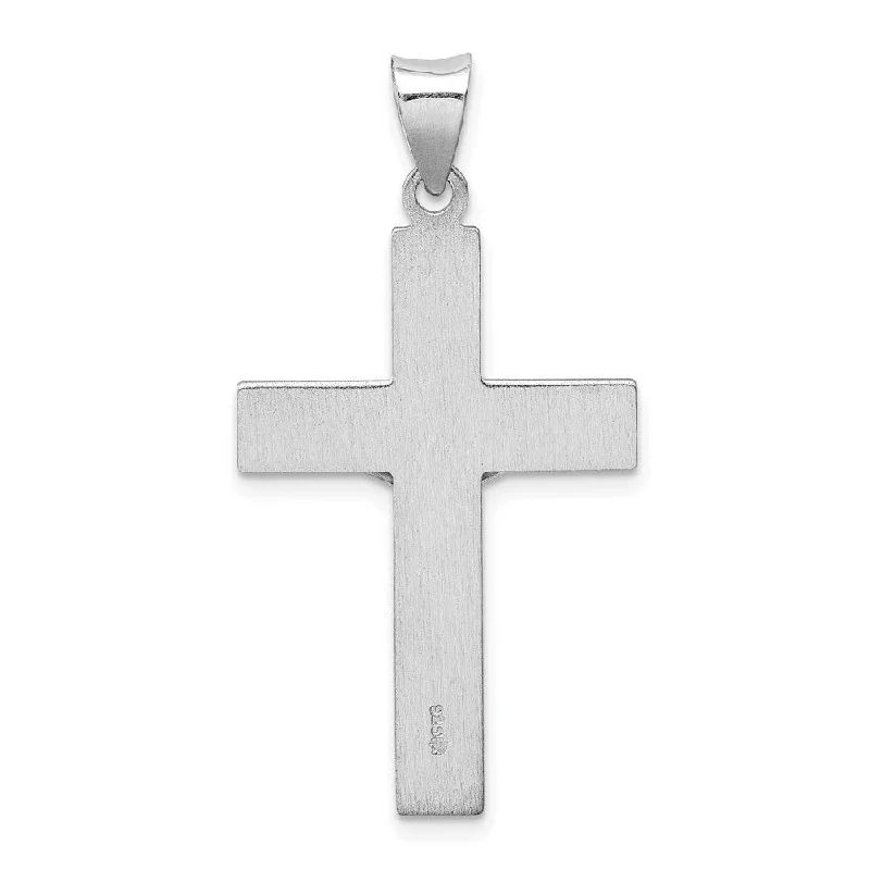 celestial charm pendant necklace silver -Diamond2Deal 925 Sterling Silver Rhodium-plated Polished INRI Latin Crucifix Pendant (L- 40.6 mm, W- 20 mm)