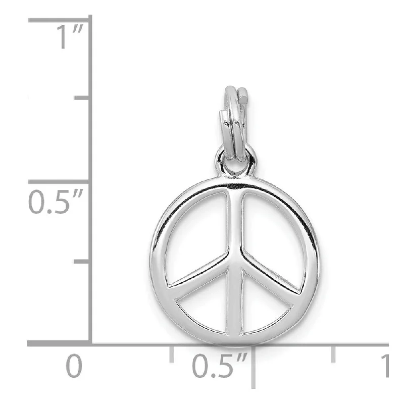 handmade silver pendant necklace -Diamond2Deal 925 Sterling Silver Rhodium-plated Polished Peace Sign Charm