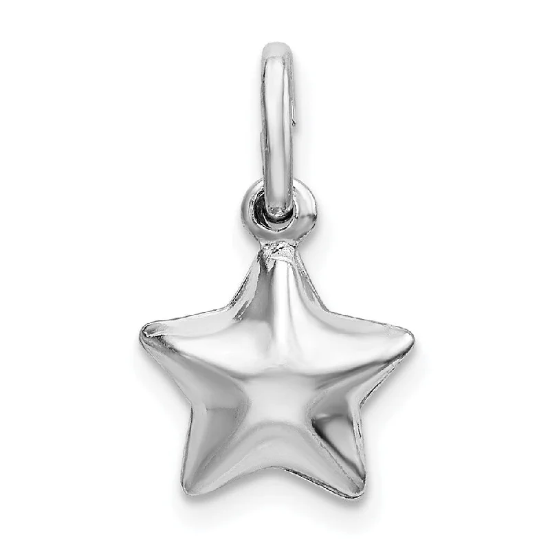 silver pendant necklace with charm gold -Diamond2Deal 925 Sterling Silver Rhodium Plated Polished Puffed Star Charm and Pendant