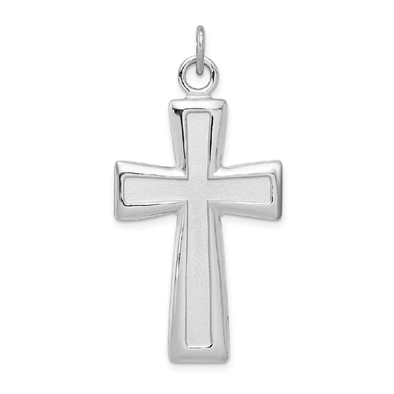 dainty gemstone pendant necklace gold -Diamond2Deal 925 Sterling Silver Rhodium-plated Satin Cross Pendant (L- 40 mm, W- 22 mm)