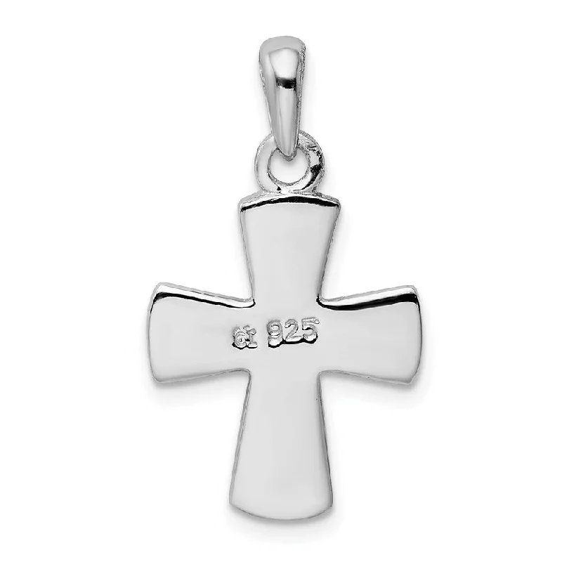 silver pendant necklace with custom design -Diamond2Deal 925 Sterling Silver Rhodium-plated White Created Opal Cross Pendant (L- 22.5 mm, W- 15.8 mm)