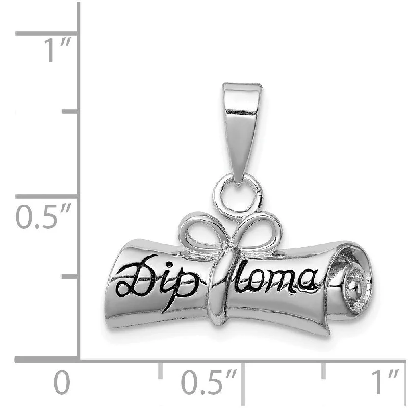 custom gemstone pendant necklace with initial -Diamond2Deal 925 Sterling Silver Rolled-Up Diploma Pendant (L- 20 mm, W- 20 mm)