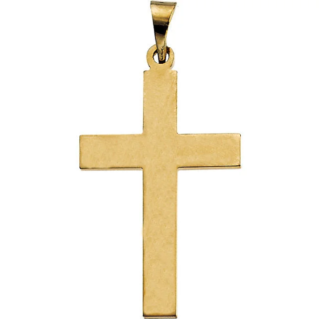 silver pendant necklace with initial gold -Elegant Christian Cross in Solid 14 Karat Yellow Gold