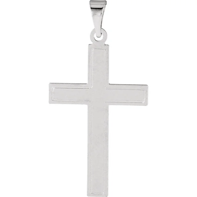 silver gemstone pendant necklace with heart -Elegant Cotised Cross in Solid 14 Karat White Gold