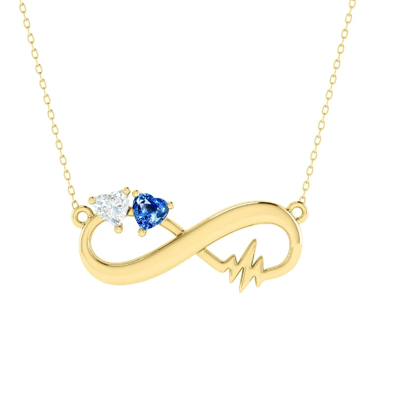 personalized star pendant necklace silver -Gold Over Sterling Silver Blue Sapphire,White Topaz Infinity Necklace