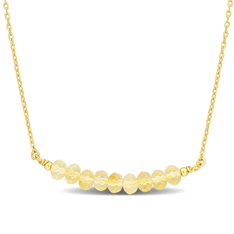 crystal pendant necklace for women gold -Miadora 0.81ct TGW 4.5mm Citrine Bead Necklace with Rolo Chain in Yellow Sterling Silver