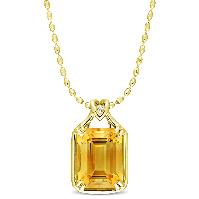 gold pendant necklace with moonstone -Miadora 10 3/4ct TGW Citrine White Topaz Fashion Necklace in Yellow Sterling Silver