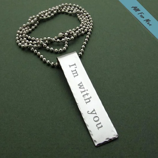 unique pendant necklace for brides -Personalized Rectangular Pendant Mens Necklace