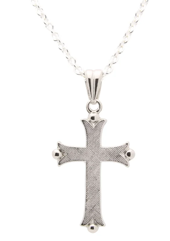 celestial charm pendant necklace silver -Sterling Silver Flat Flory Cross 24x17 MM