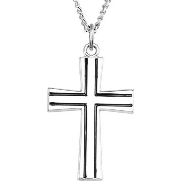 handmade pendant necklace with birthstone -Sterling Silver Voided Pattee Cross 30.00X20.00 MM