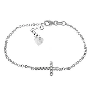 bracelet with lotus flower charm for spiritual growth-0.18 Carat 14K Solid White Gold Cross Bracelet Natural Diamond