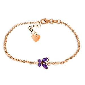 engraved bracelet with meaningful quote for motivation-0.6 Carat 14K Solid Rose Gold Butterfly Bracelet Amethyst