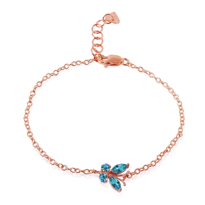 bracelet with multi-colored gemstones for chakra healing-0.6 Carat 14K Solid Rose Gold Butterfly Bracelet Blue Topaz