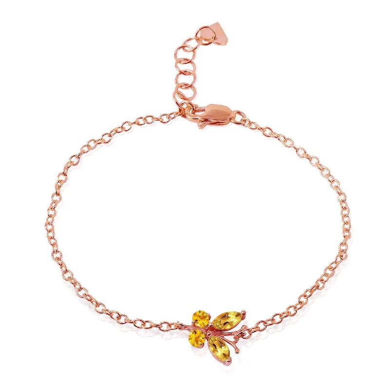 charm bracelet with multi-colored beads for energy-0.6 Carat 14K Solid Rose Gold Butterfly Bracelet Citrine