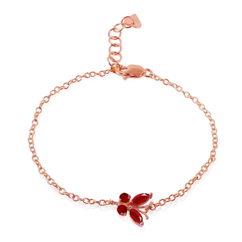 gold bracelet with heart-shaped charm for romantic gift-0.6 Carat 14K Solid Rose Gold Butterfly Bracelet Ruby