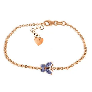 silver bracelet with engraved date for anniversary gift-0.6 Carat 14K Solid Rose Gold Butterfly Bracelet Tanzanite