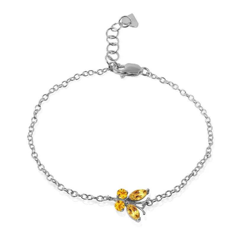 gold bracelet with personalized charm for best friend-0.6 Carat 14K Solid White Gold Butterfly Bracelet Citrine