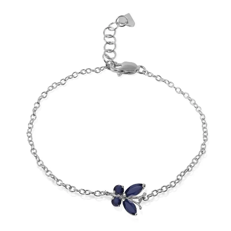 personalized silver bracelet with heart and star charm-0.6 Carat 14K Solid White Gold Butterfly Bracelet Sapphire