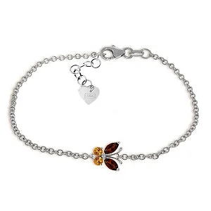 personalized bracelet for birthday with special message-0.6 Carat 14K Solid White Gold Full Blast Garnet Citrine Bracelet