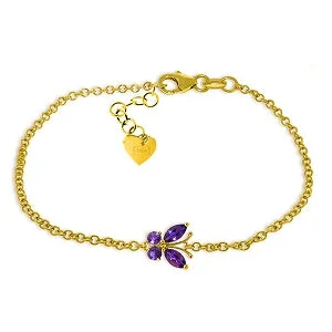 silver bracelet with owl charm for wisdom and guidance-0.6 Carat 14K Solid Yellow Gold Flutter Amethyst Bracelet